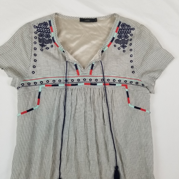 Blue and White Striped Embroidered Dress Size S - Picture 5 of 9
